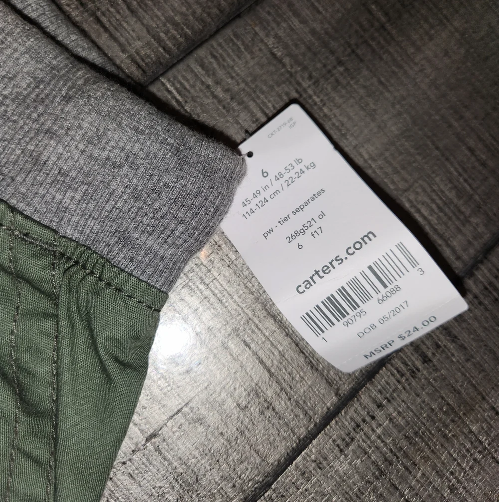 NWT Carter's Olive Green Pull-On Shorts with Gray Waistband